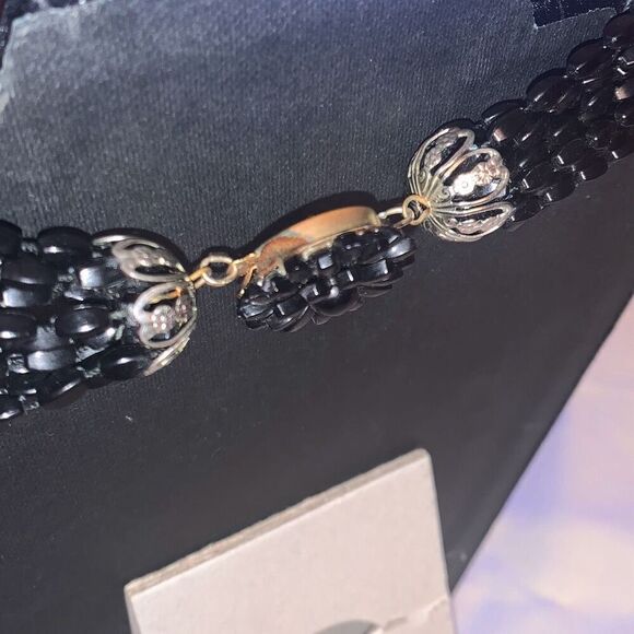 Vintage MCM Whimsigoth Black Beaded Multi Strand Necklace 25” - Picture 10 of 16